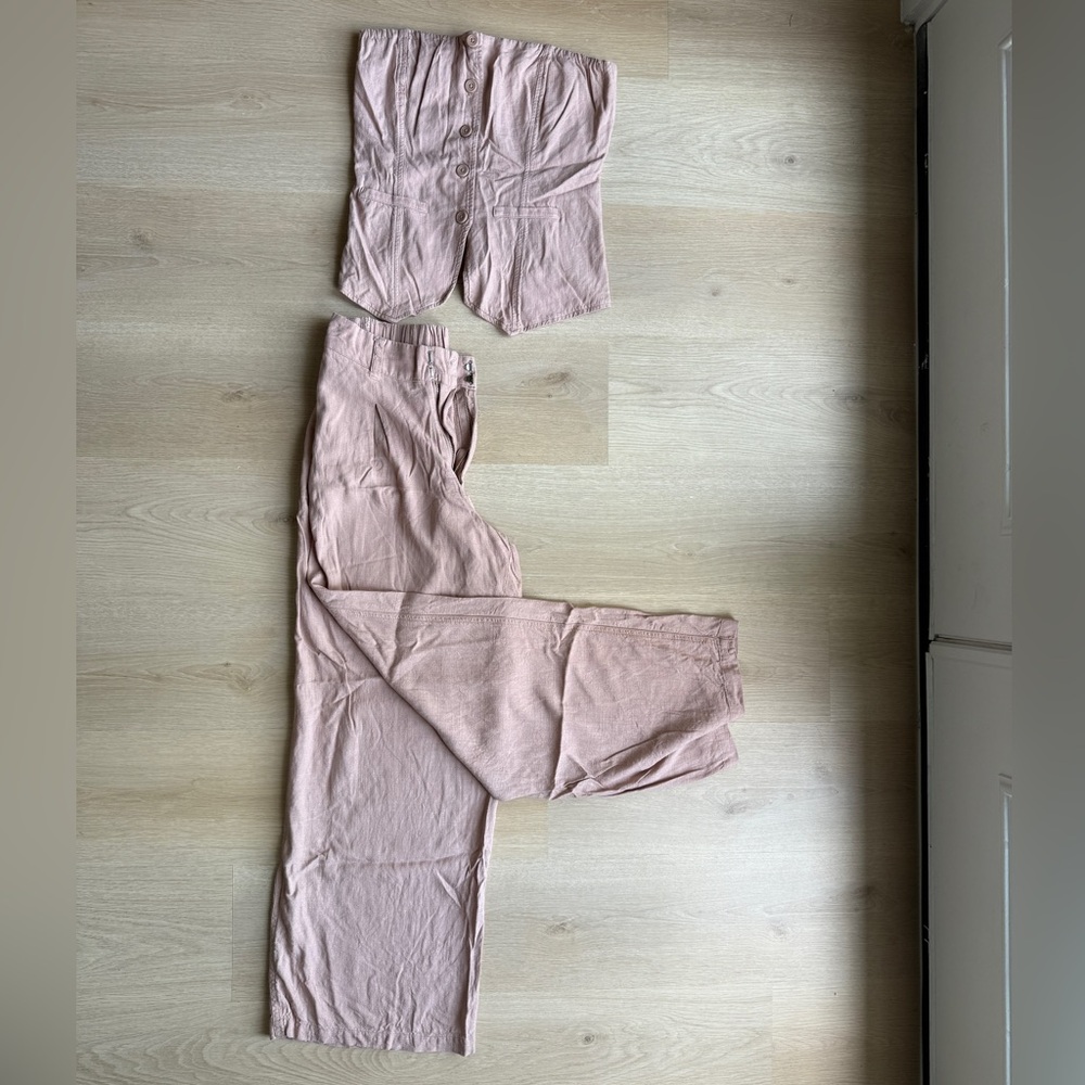 Wild Fable Blush Pink Linen Vest Set